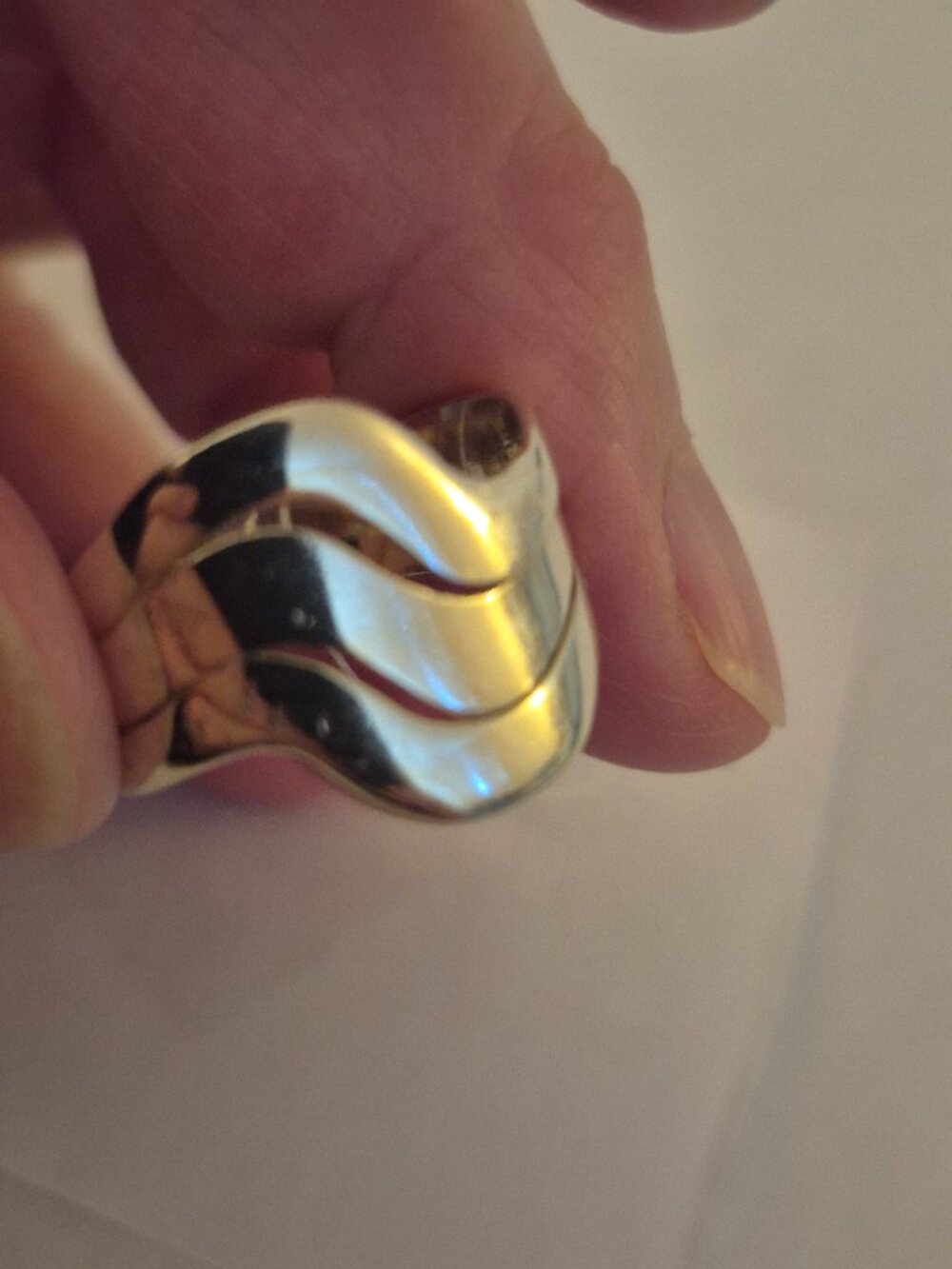 Vintage Sterling Silver Chunky Wave Statement Ring - Size 8 (4.86g)